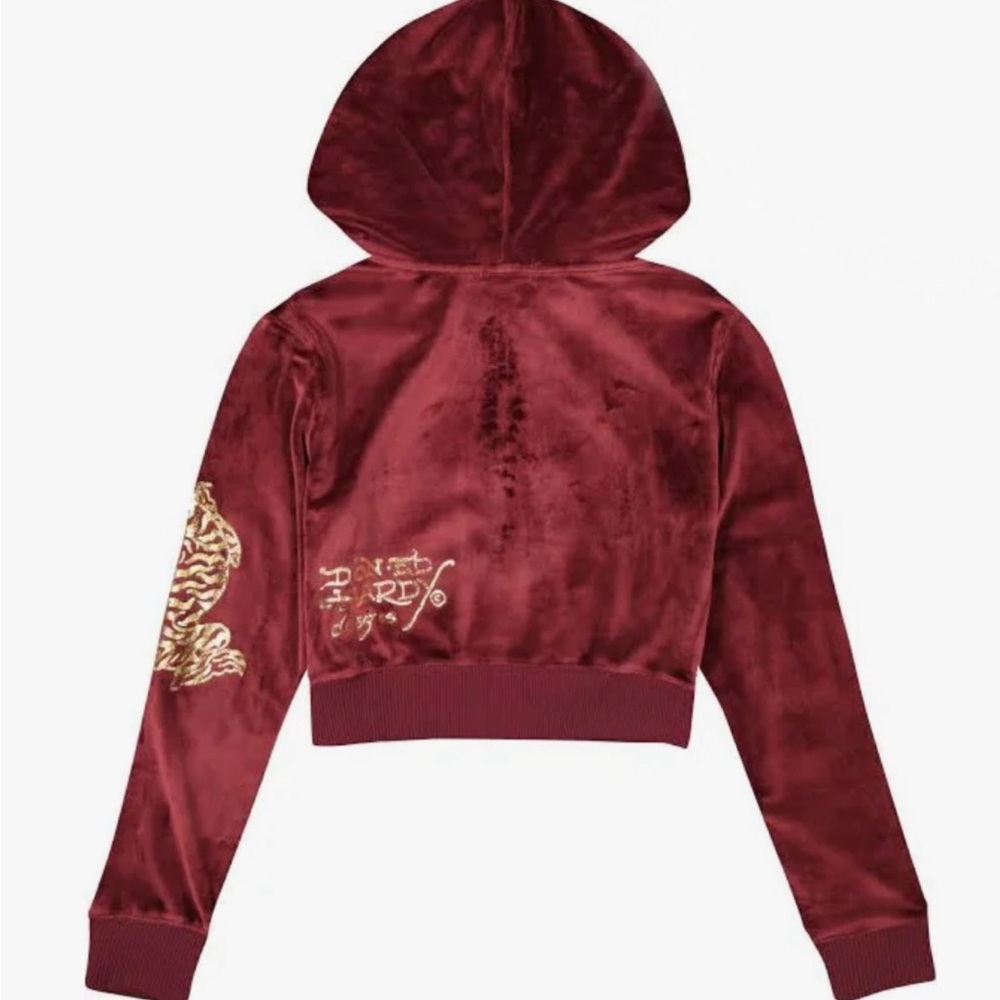 Ed Hardy Burgundy Velvet Jumpsuit
